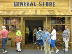 Some of the group looking through the replica General Store at the Morrison Museum.